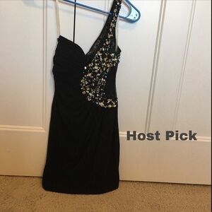 Black sparkly one shoulder evening dress